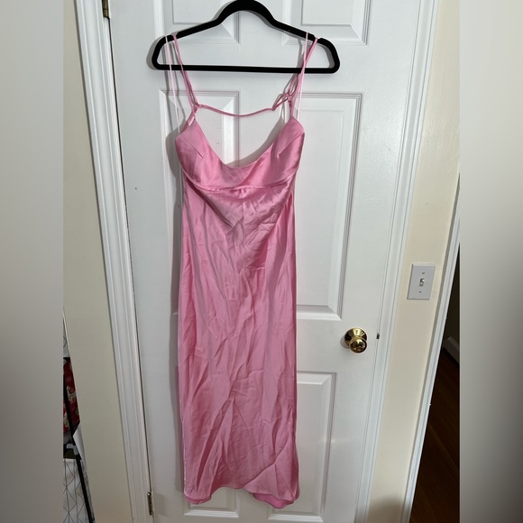 ZARA Satin Effect Cut Out Pink Slip Dress viral - Picture 7 of 14